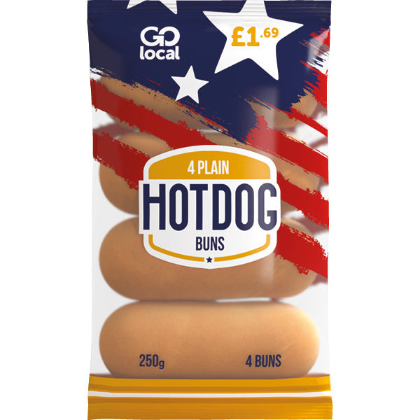 Go Local 4 Plain Hot Dog Buns