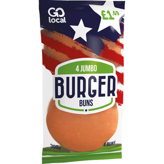 Go Local 4 Jumbo Burger Buns With Sesame Seeds