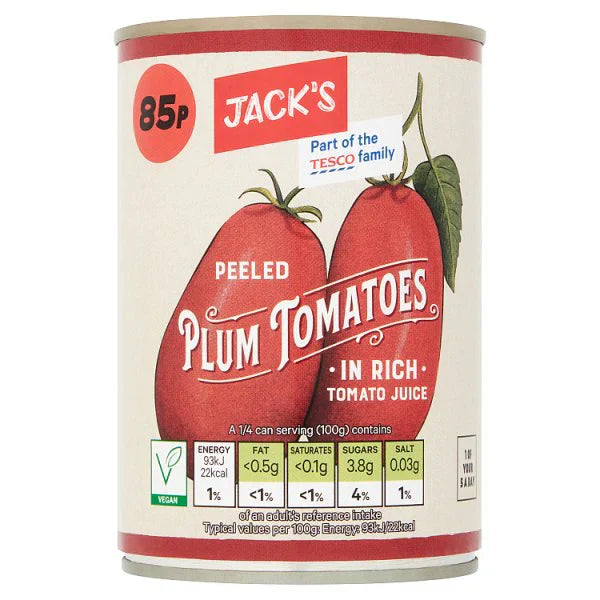 Jack's Peeled Plum Tomatoes 400g